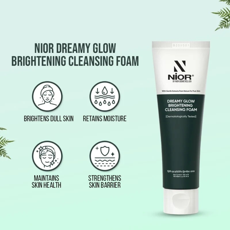 Nior Dreamy Glow Brightening Cleansing Foam 120ml - Image 2